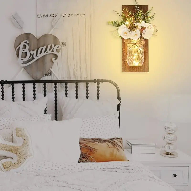 2pcs Set Rustic Easter Wall Decor with LED Fairy Lights