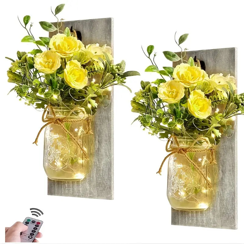 2pcs Set Rustic Easter Wall Decor with LED Fairy Lights