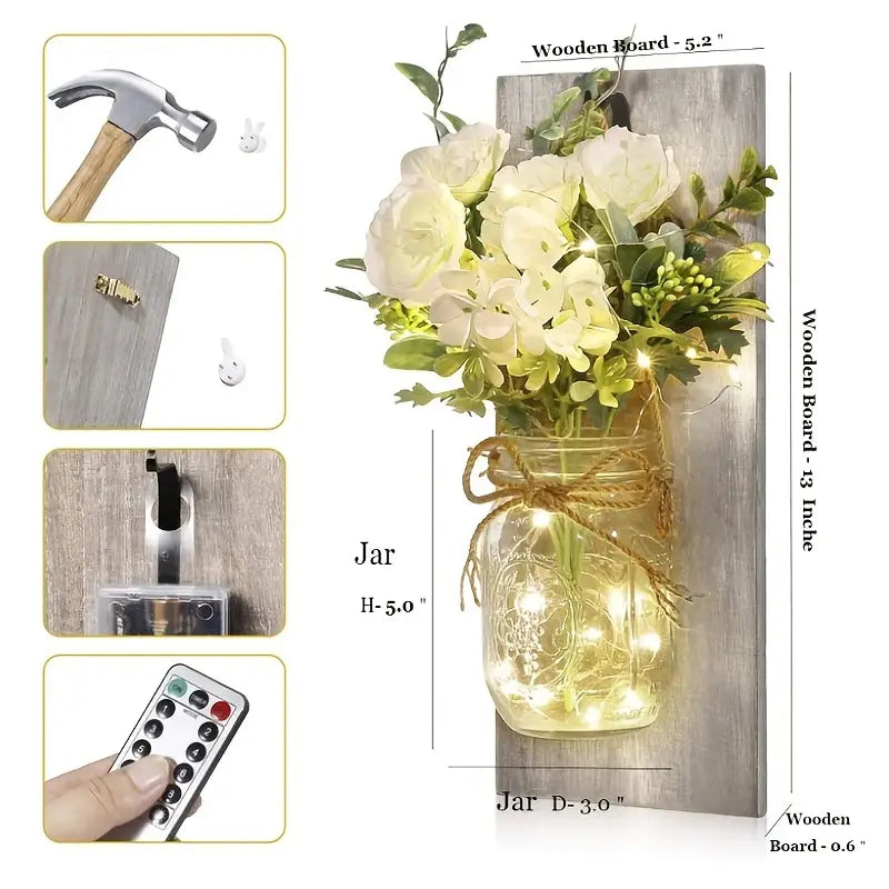 2pcs Set Rustic Easter Wall Decor with LED Fairy Lights