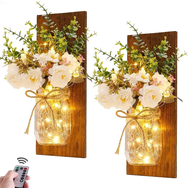 2pcs Set Rustic Easter Wall Decor with LED Fairy Lights