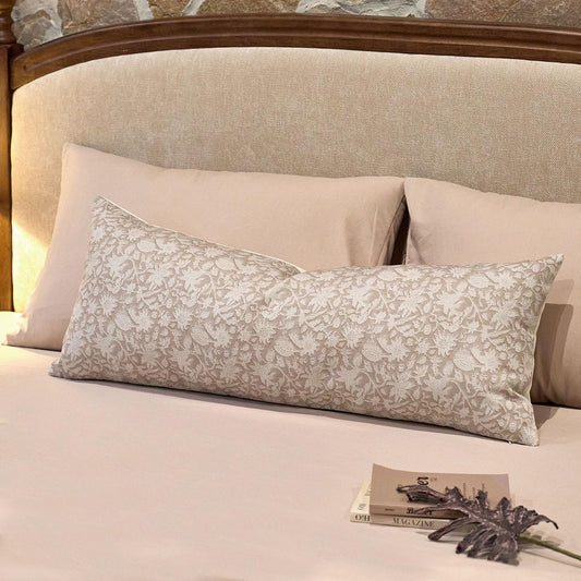 Amor Virisso Floral Throw Pillow Covers 14x36 Couch Pillows for Living Room Decorative Accent Pillow Covers Block Print Farmhouse Neutral Pillow Covers Sofa Pillows 1PC Cream Oatmeal